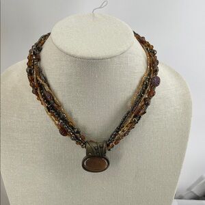 2.11.26-17 Chico's Multi-Strand Necklace in Copper, Brown & Goldtones